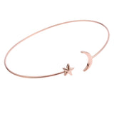 Maxbell Womens Moon Star Open Cuff Bracelet Bangle Wristband Jewelry Rose Gold