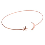 Maxbell Womens Moon Star Open Cuff Bracelet Bangle Wristband Jewelry Rose Gold