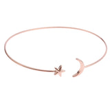 Maxbell Womens Moon Star Open Cuff Bracelet Bangle Wristband Jewelry Rose Gold