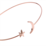 Maxbell Womens Moon Star Open Cuff Bracelet Bangle Wristband Jewelry Rose Gold