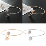 Maxbell Women Heart Shape Crystal Open Cuff Bracelet Bangle Wristband Jewelry Golden