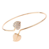 Maxbell Women Heart Shape Crystal Open Cuff Bracelet Bangle Wristband Jewelry Golden