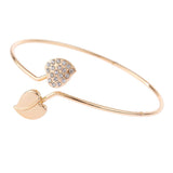 Maxbell Women Heart Shape Crystal Open Cuff Bracelet Bangle Wristband Jewelry Golden