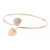 Maxbell Women Heart Shape Crystal Open Cuff Bracelet Bangle Wristband Jewelry Golden