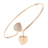 Maxbell Women Heart Shape Crystal Open Cuff Bracelet Bangle Wristband Jewelry Golden