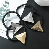 Maxbell Fashion Elastic Hair Band Rope Hair Accessories with Triangle Decor Golden
