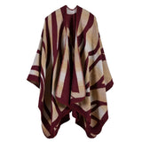 Maxbell Women Shawl Wrap Camouflage Poncho Cape Thickened Cardigan Sweater Wine Red