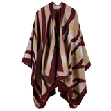 Maxbell Women Shawl Wrap Camouflage Poncho Cape Thickened Cardigan Sweater Wine Red