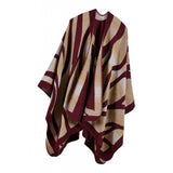 Maxbell Women Shawl Wrap Camouflage Poncho Cape Thickened Cardigan Sweater Wine Red