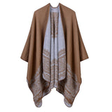 Womens Shawl Wrap Scarf Poncho Cape Winter Swing Cardigan Sweater Coffee