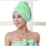 Maxbell Absorbent Twist Turban Hair Drying Towel Long Hair Wrap Green