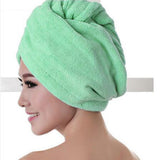 Maxbell Absorbent Twist Turban Hair Drying Towel Long Hair Wrap Green