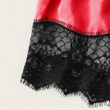Maxbell Women Sexy Lace Vest Crop Tops Panty Lingerie Sleepwear Red XXXL