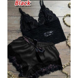 Maxbell Women Sexy Lace Vest Crop Tops Panty Lingerie Sleepwear Black XXXL