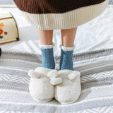 Womens Winter Thick Warm Sleep Floor Socks Soft Slipper Socks Blue