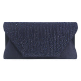 Maxbell Women's Evening Handbag Rhinestone Satin Evening Handbag Clutch Dark Blue