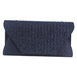 Maxbell Women's Evening Handbag Rhinestone Satin Evening Handbag Clutch Dark Blue