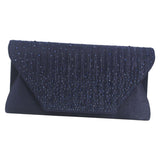 Maxbell Women's Evening Handbag Rhinestone Satin Evening Handbag Clutch Dark Blue