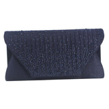 Maxbell Women's Evening Handbag Rhinestone Satin Evening Handbag Clutch Dark Blue