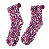 Maxbell 1Pair Winter Cotton Socks Coral Fleece Stockings Causal Crew Socks Purple