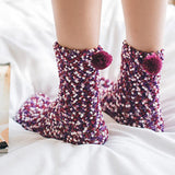 Maxbell 1Pair Winter Cotton Socks Coral Fleece Stockings Causal Crew Socks Purple