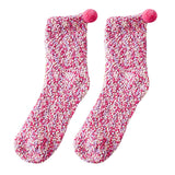 Maxbell 1Pair Winter Cotton Socks Coral Fleece Stockings Causal Crew Socks Rose Red