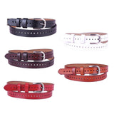 Maxbell Leather Belt with Single Prong Buckle Casual Pants Waist Belt Strap Red