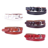 Maxbell Leather Belt with Single Prong Buckle Casual Pants Waist Belt Strap Red