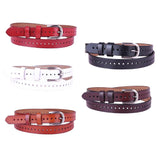 Maxbell Leather Belt with Single Prong Buckle Casual Pants Waist Belt Strap Red