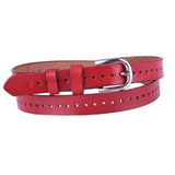 Maxbell Leather Belt with Single Prong Buckle Casual Pants Waist Belt Strap Red