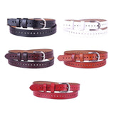 Maxbell Leather Belt with Single Prong Buckle Casual Pants Waist Belt Strap Red