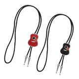 Maxbell Vintage Style Guitar Shape Cowboy Bolo Tie Leather Necktie for MEN Red