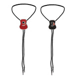 Maxbell Vintage Style Guitar Shape Cowboy Bolo Tie Leather Necktie for MEN Red