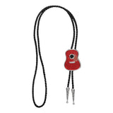Maxbell Vintage Style Guitar Shape Cowboy Bolo Tie Leather Necktie for MEN Red