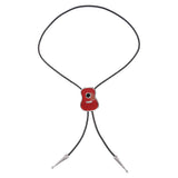 Maxbell Vintage Style Guitar Shape Cowboy Bolo Tie Leather Necktie for MEN Red