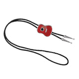 Maxbell Vintage Style Guitar Shape Cowboy Bolo Tie Leather Necktie for MEN Red