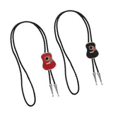Maxbell Vintage Style Guitar Shape Cowboy Bolo Tie Leather Necktie for MEN Red
