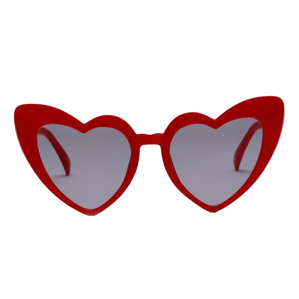 Heart Shaped Sunglasses Cat Eye Mod Style Retro Glasses for Women Red