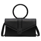 Chic Womens Pu Leather Envelope Handbag Prom Top Handle Shoulder Bag Black