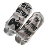 DO NOT DISTURB I'M GAMING Novelty Cotton Socks for Unisex Gray+Black Ankle