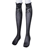 Maxbell Men's Sexy Mesh Floral Lace Anti-slip Knee High Socks Rhinestone Stockings