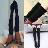Women Girls Thigh High Socks Soft Over Knee Stocking Boots 71Cm Black