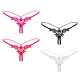 Maxbell Lady Sexy Open Crotch Crotchless Panties Low Rise Hollow Flower Thongs Red