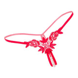 Maxbell Lady Sexy Open Crotch Crotchless Panties Low Rise Hollow Flower Thongs Red