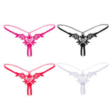 Maxbell Lady Sexy Open Crotch Crotchless Panties Low Rise Hollow Flower Thongs Red