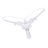 Maxbell Lady Sexy Open Crotch Crotchless Panties Low Rise Hollow Flower Thongs White