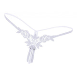 Maxbell Lady Sexy Open Crotch Crotchless Panties Low Rise Hollow Flower Thongs White
