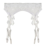 Maxbell Women Sexy Garter Belt Strap Lace Bow Suspender Belt Dance Clubwear White