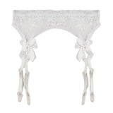 Maxbell Women Sexy Garter Belt Strap Lace Bow Suspender Belt Dance Clubwear White