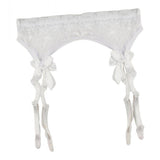 Maxbell Women Sexy Garter Belt Strap Lace Bow Suspender Belt Dance Clubwear White